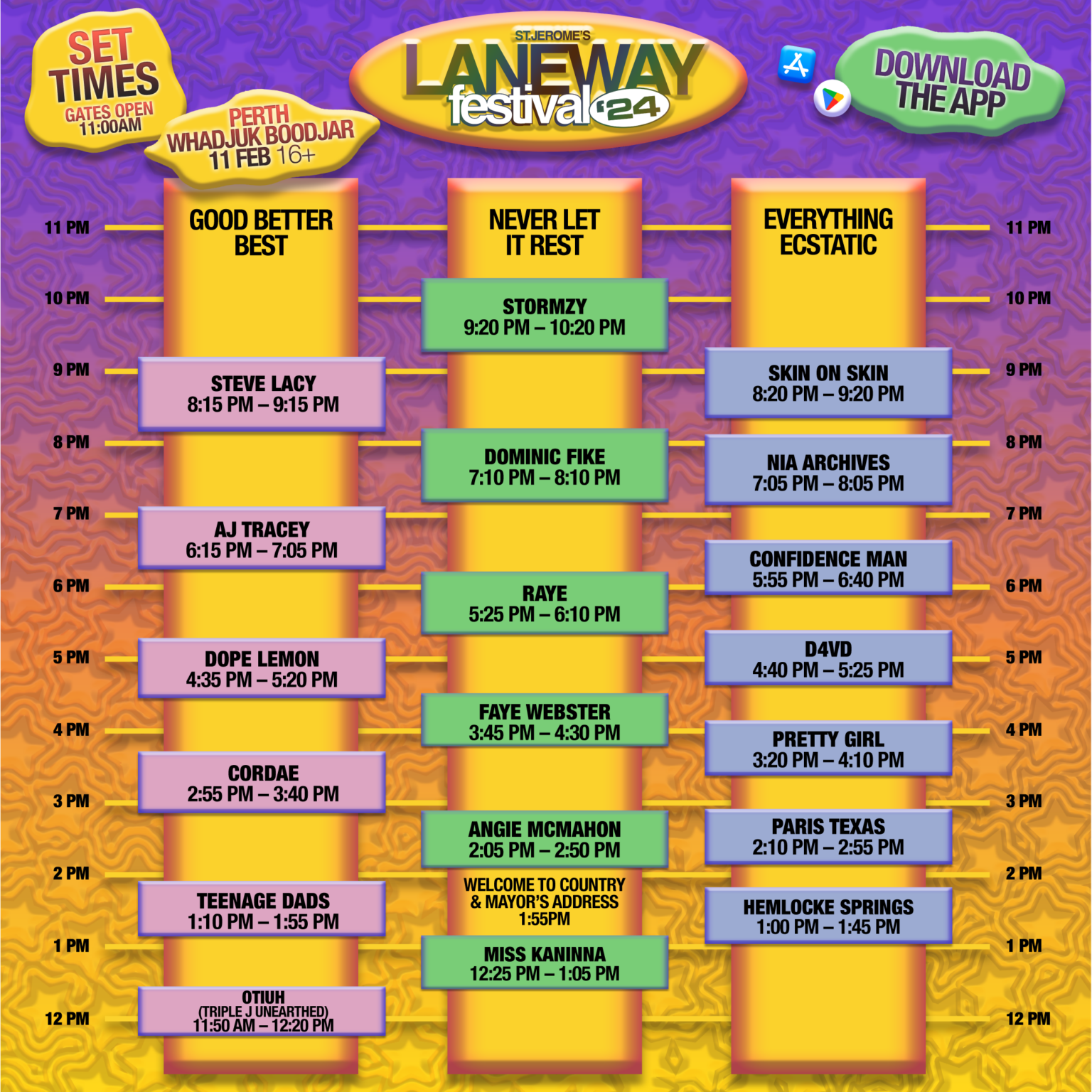 Laneway announce 2024 festival set times Forte Magazine